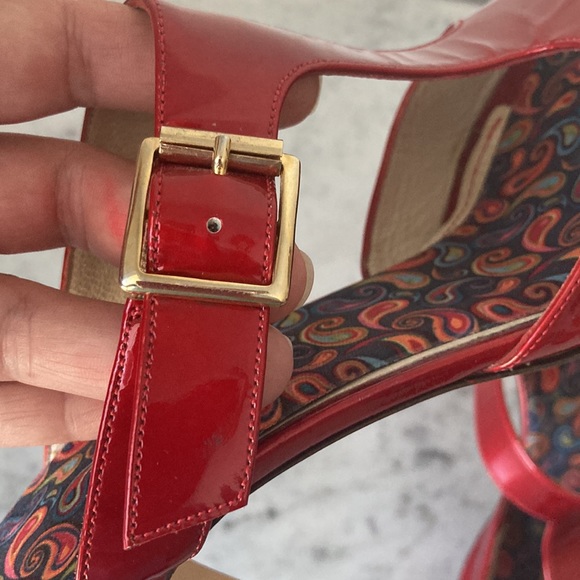 Vero Cuoio Red Leather Sandals Hells Size 7B - Picture 8 of 11